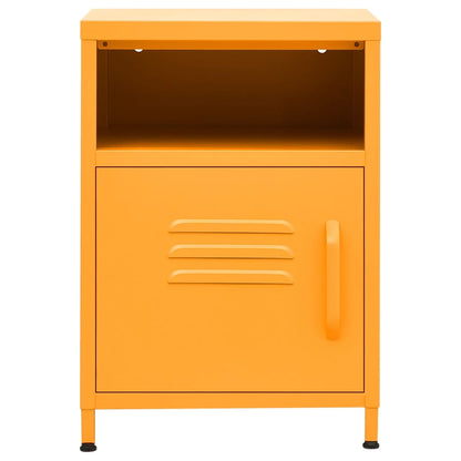 Nightstand Mustard Yellow 35x35x51 cm Steel