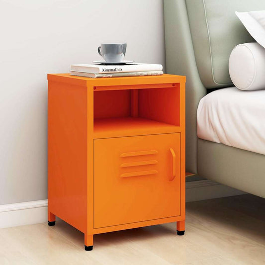 Nightstand | Orange | Steel | 35x35x51 cm | Adjustable Feet | Nightstand