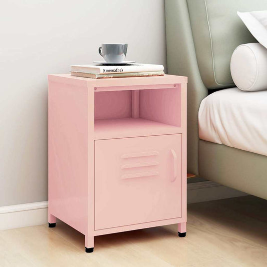 Nightstand | Pink | Steel | 35x35x51 cm | Levelers | Nightstand | Square