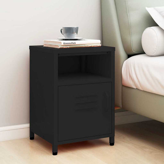 Nightstand | Black | Steel | 35x35x51 cm | Levelers | Nightstand | Square