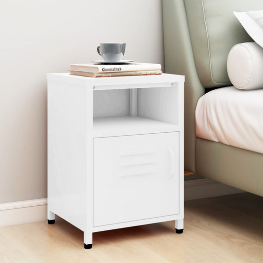 Nightstand | White | Steel | Small | Levelers | Nightstand | Square