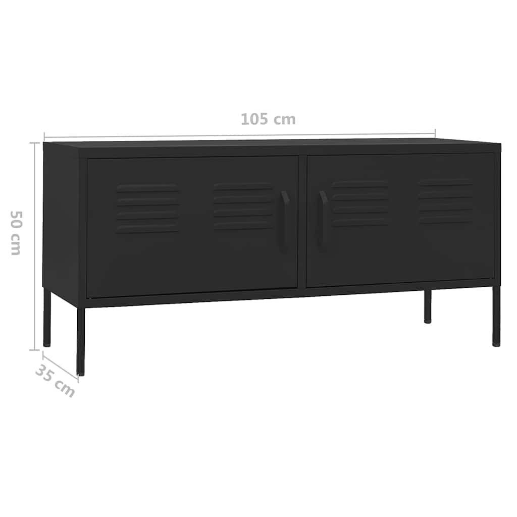 TV Cabinet | Black | Steel | Medium | Adjustable Feet | TV Cabinet