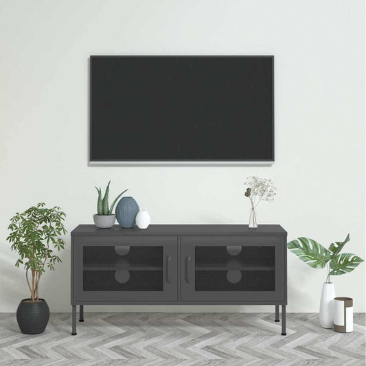 TV Cabinet | Anthracite | Steel | Adjustable Feet | TV Cabinet