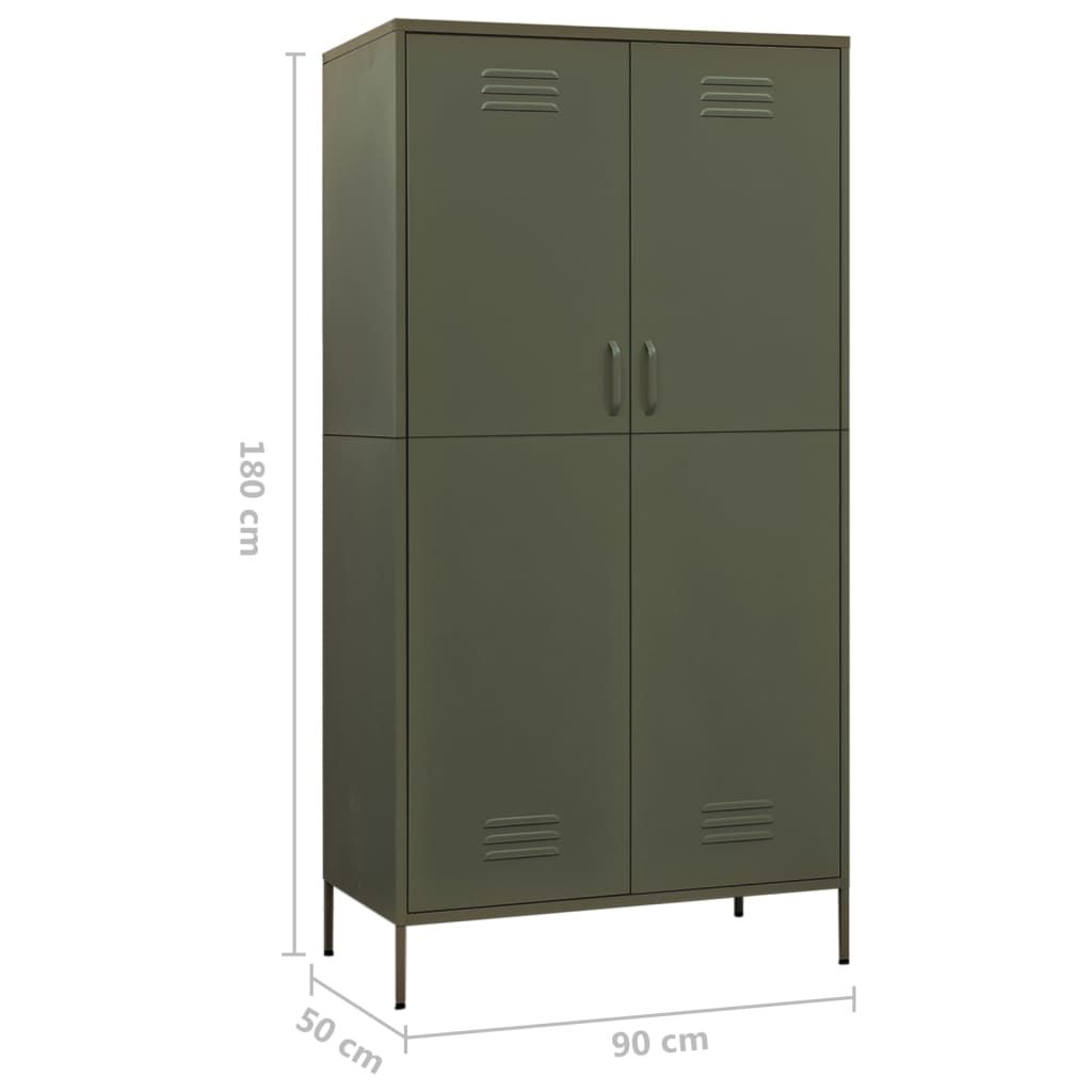 Wardrobe Olive Green 90x50x180 cm Steel