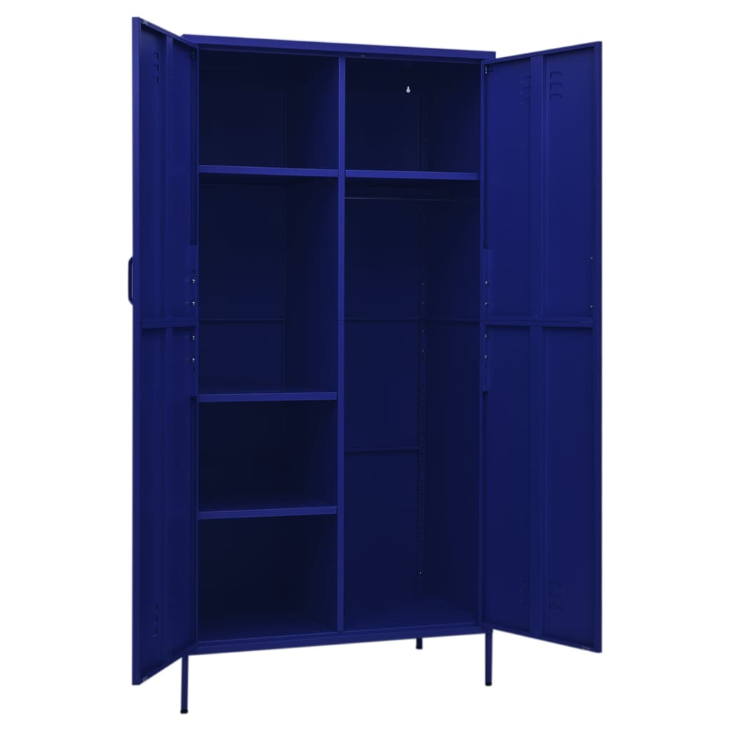 Wardrobe Navy Blue 35.4"x19.7"x70.9" Steel