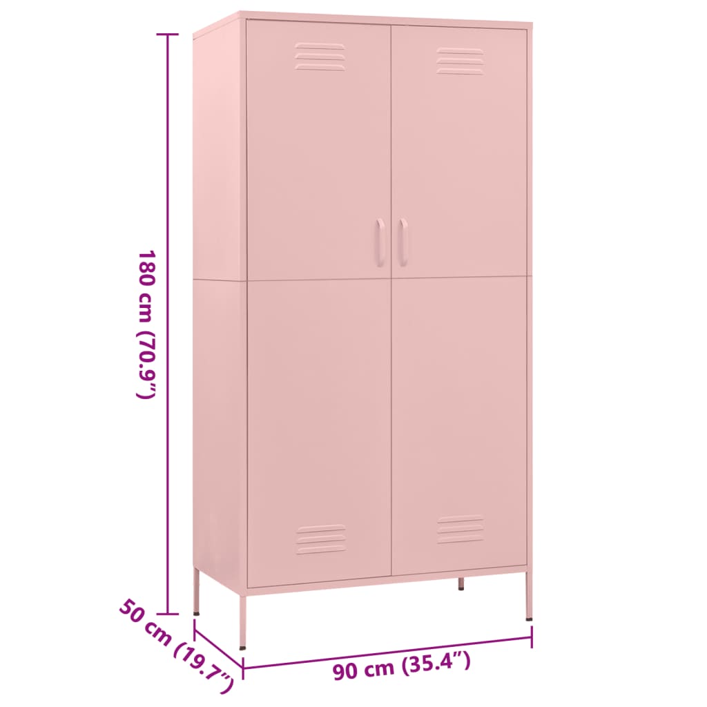 Wardrobe Pink 90x50x180 cm Steel