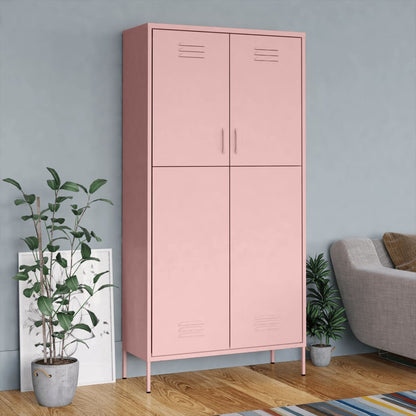 Wardrobe Pink 90x50x180 cm Steel