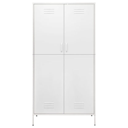 Wardrobe White Steel Medium Height-Adjustable Shelves Wardrobe