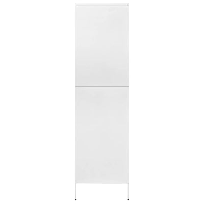 Wardrobe White Steel Medium Height-Adjustable Shelves Wardrobe