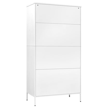 Wardrobe White Steel Medium Height-Adjustable Shelves Wardrobe