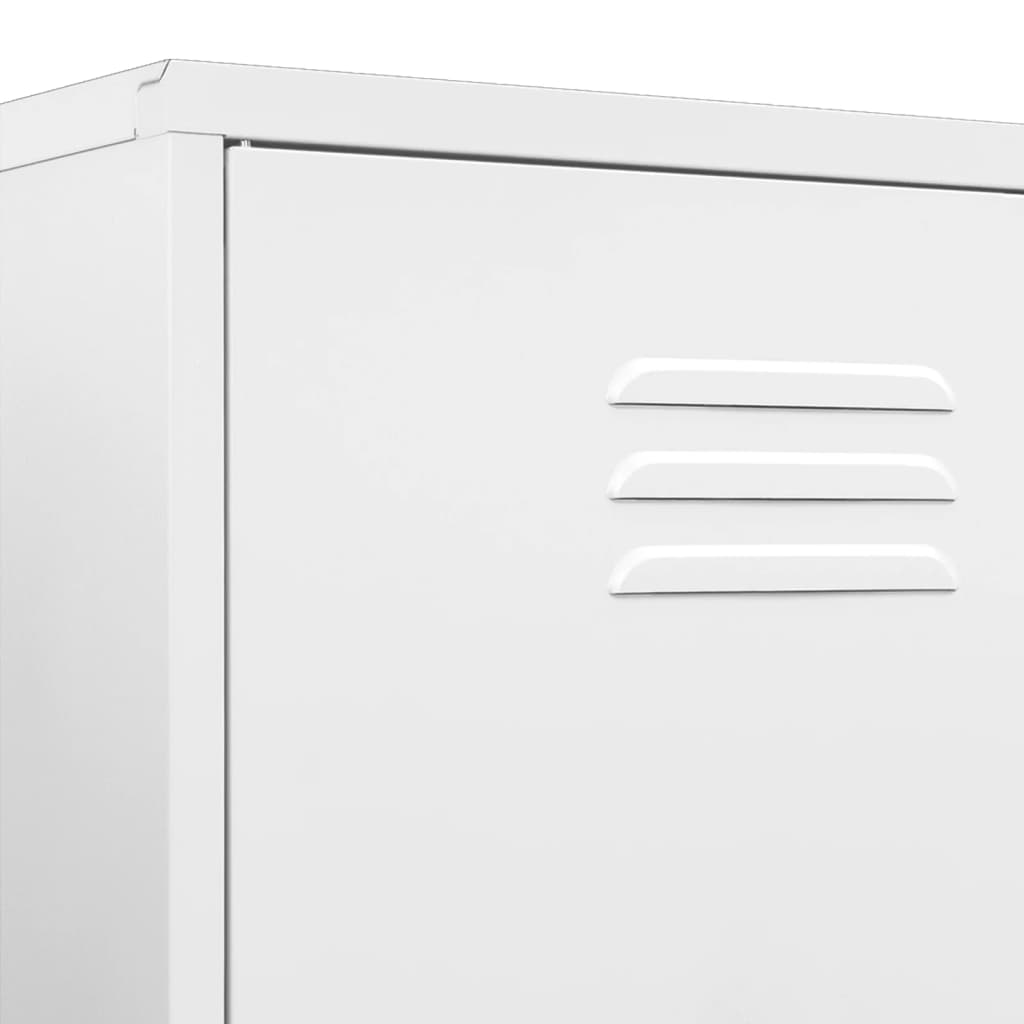 Wardrobe White Steel Medium Height-Adjustable Shelves Wardrobe