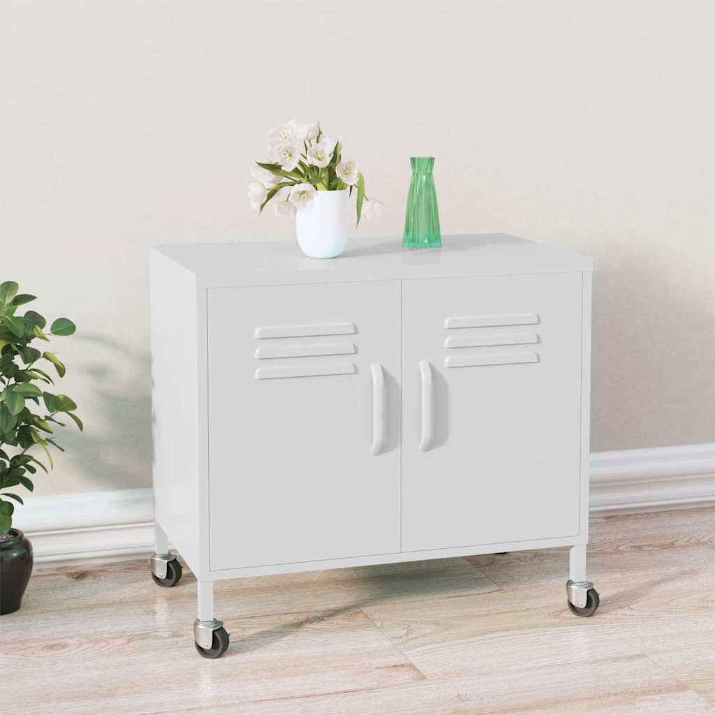 336269 vidaXL Storage Cabinet White 60x35x56 cm Steel