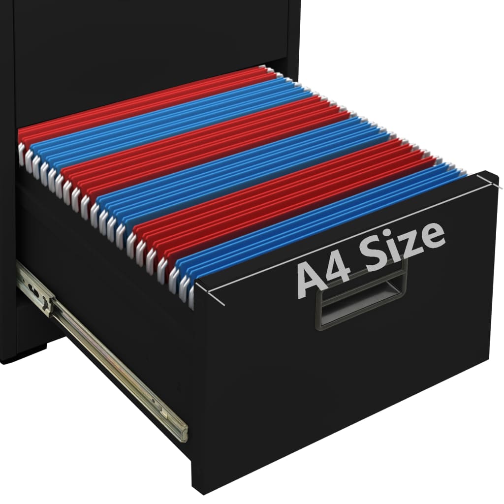 Filing Cabinet | Black | Steel | Medium | Filing Cabinet | Rectangular