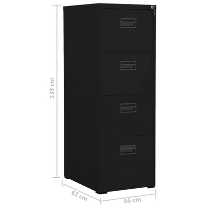 Filing Cabinet | Black | Steel | Large | Filing Cabinet | Rectangular