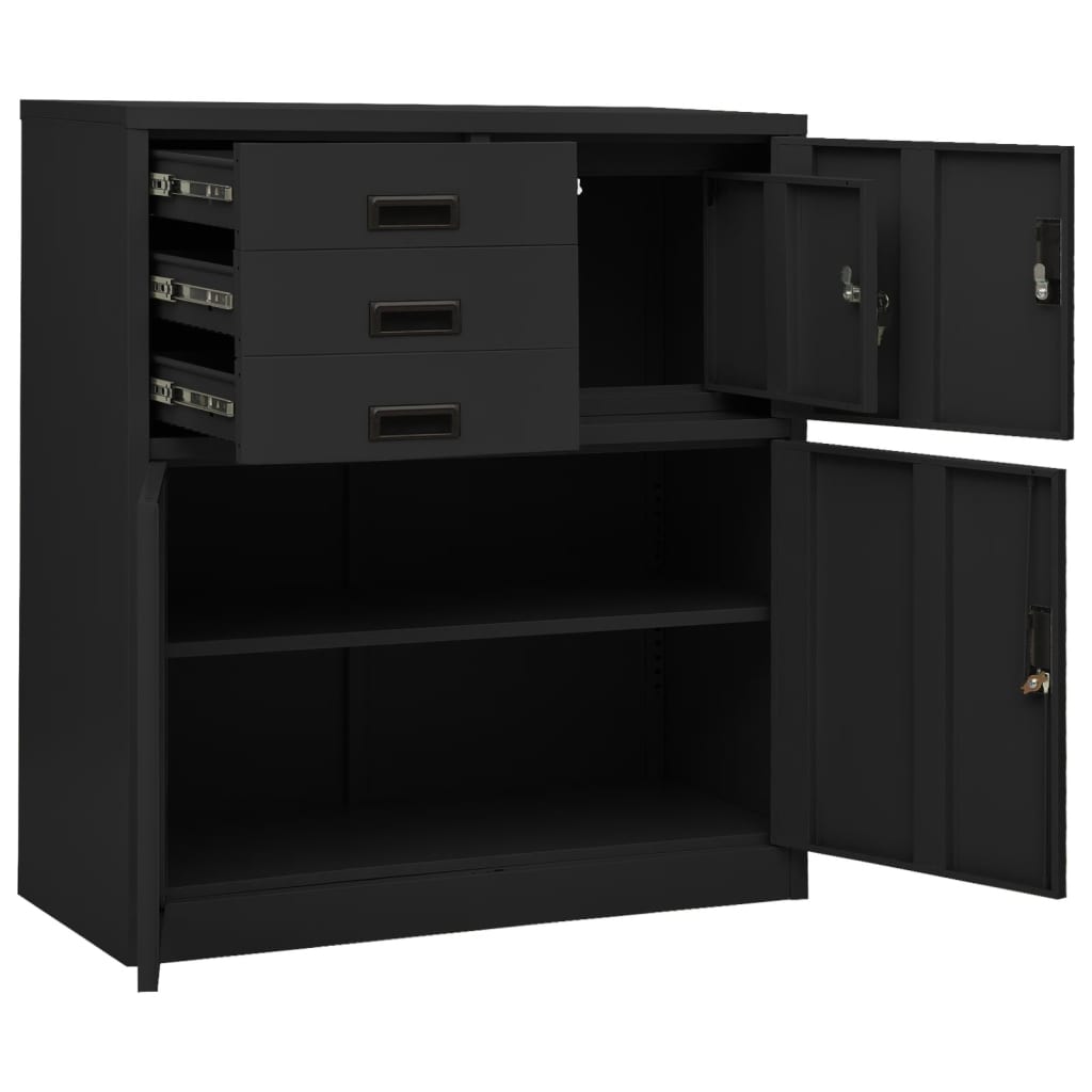 vidaXL Office Cabinet Anthracite Steel Medium Cabinet Rectangular