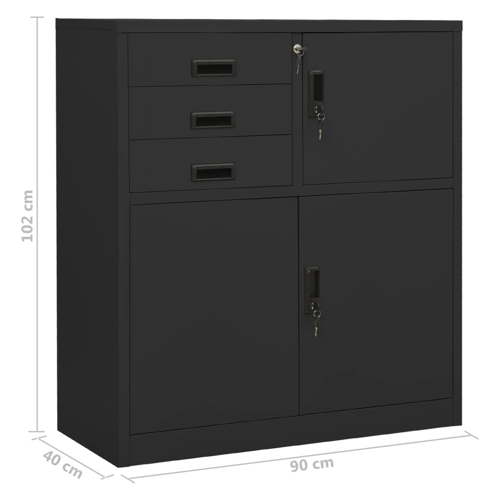 vidaXL Office Cabinet Anthracite Steel Medium Cabinet Rectangular