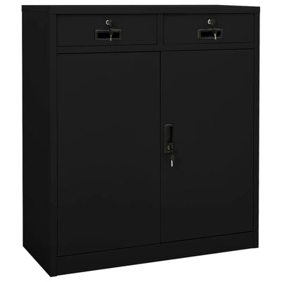 Office Cabinet Black 35.4"x15.7"x40.2" Steel