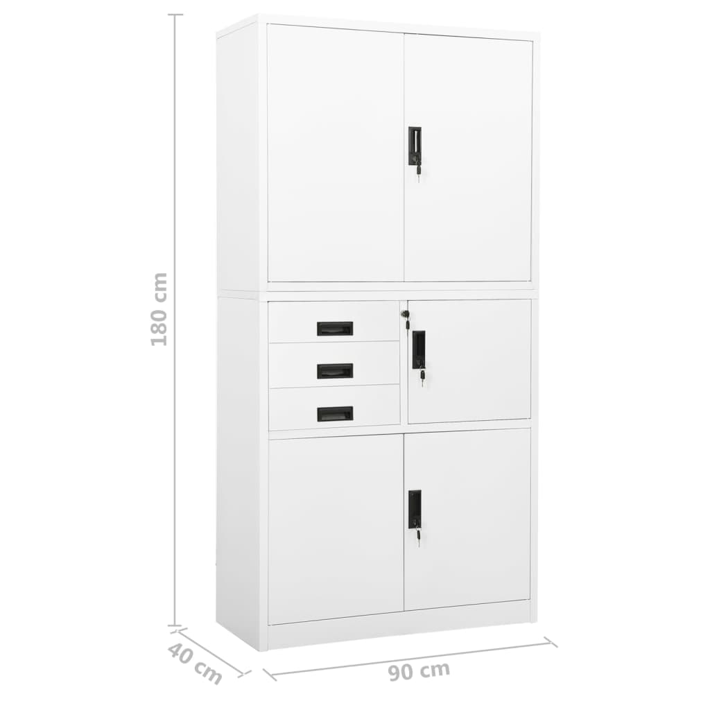Office Cabinet | White | Steel | Large | Height-Adjustable Shelves