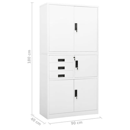 Office Cabinet | White | Steel | Large | Height-Adjustable Shelves