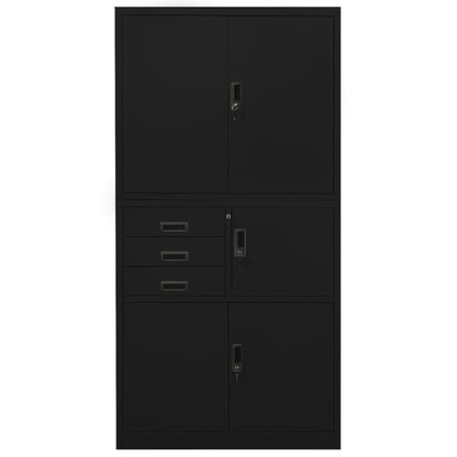 vidaXL Office Cabinet Black Steel Large Locks Office Cabinet