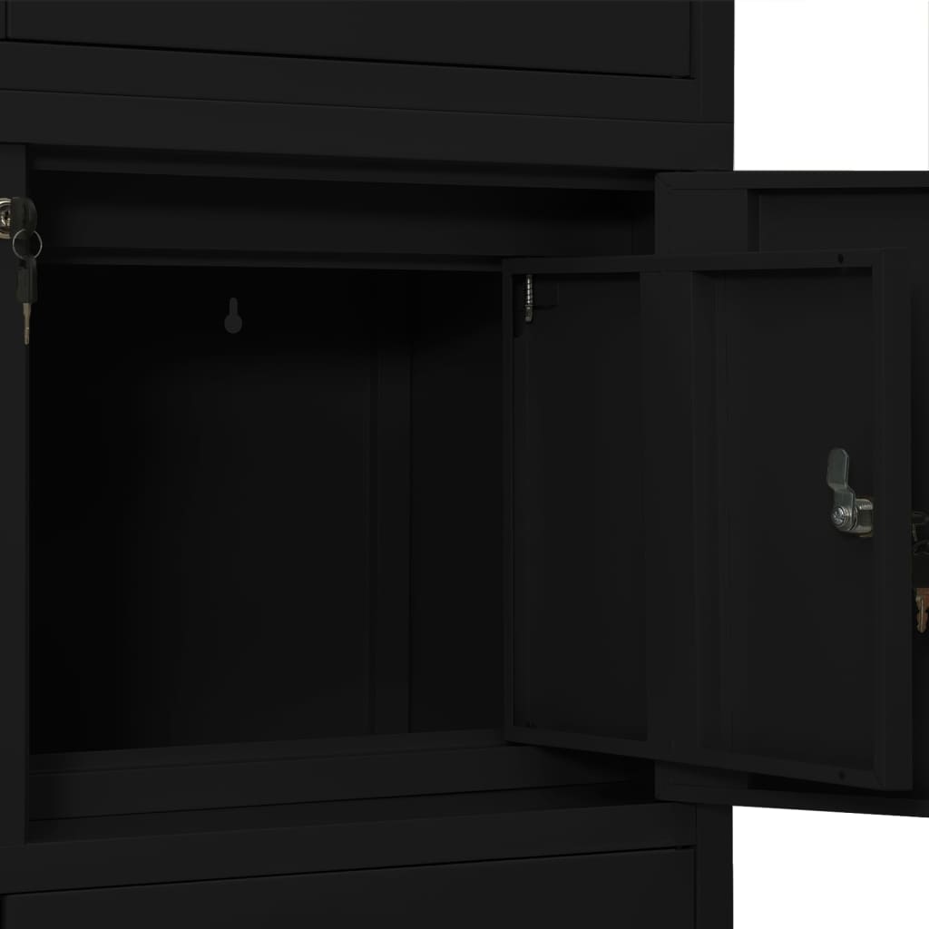 vidaXL Office Cabinet Black Steel Large Locks Office Cabinet