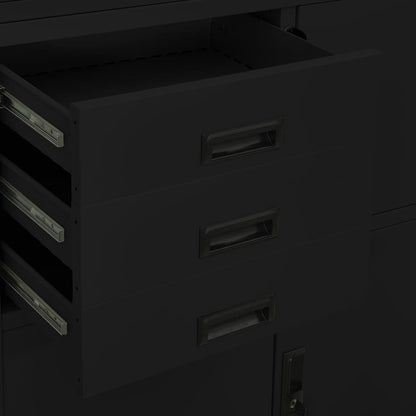 vidaXL Office Cabinet Black Steel Large Locks Office Cabinet