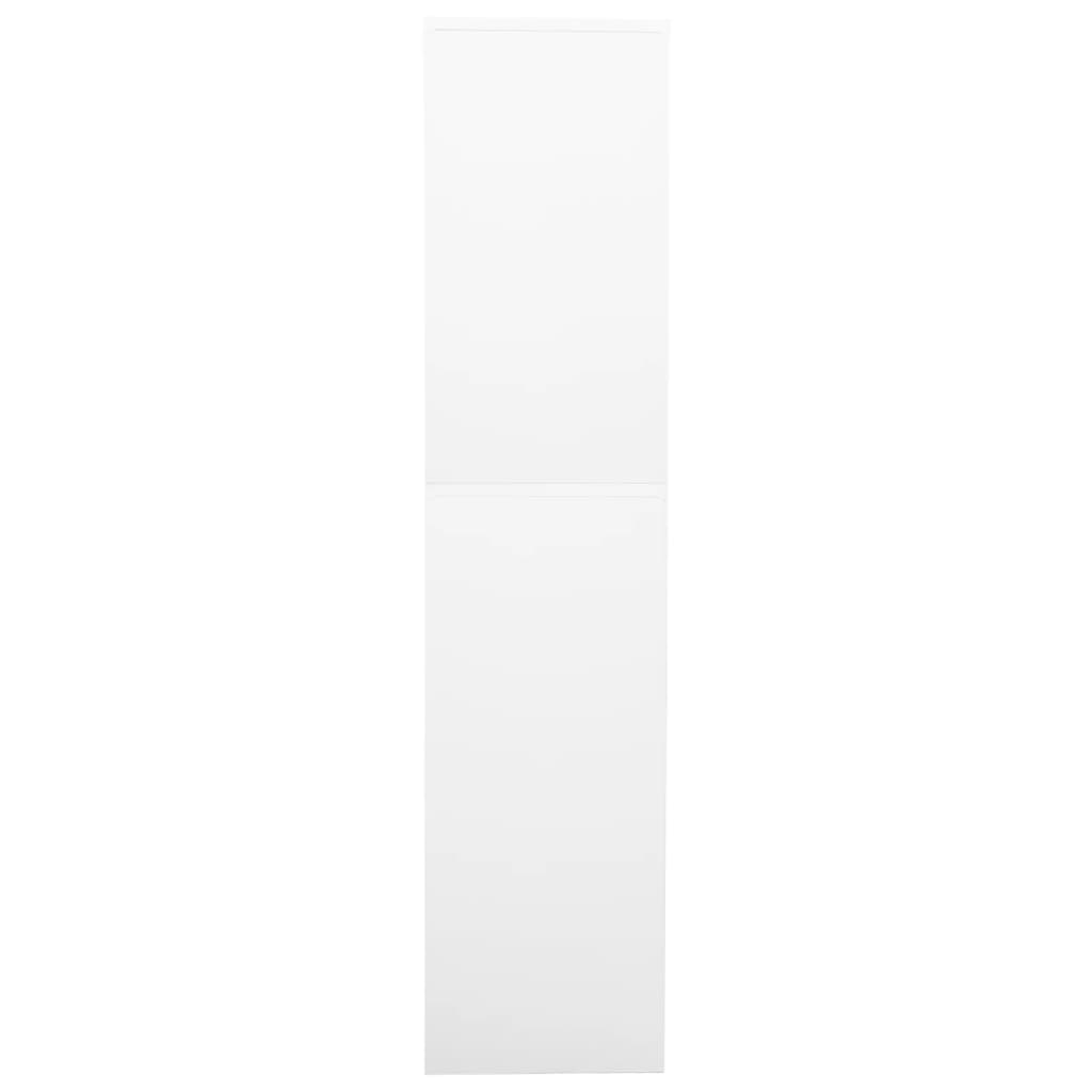 Office Cabinet White 90x40x180 cm Steel and Tempered Glass