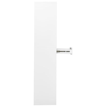 Office Cabinet White 90x40x180 cm Steel and Tempered Glass