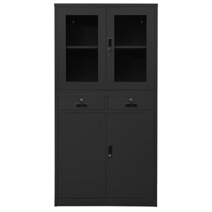 Office Cabinet Anthracite 90x40x180 cm Steel and Tempered Glass