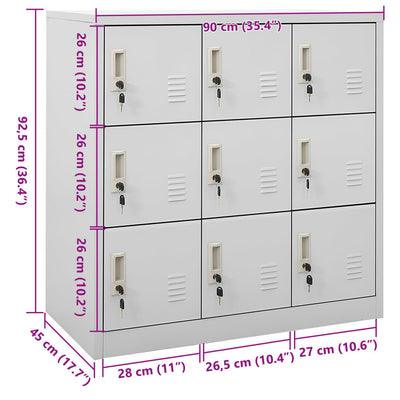 Locker Cabinet Light Grey 90x45x92.5 cm Steel