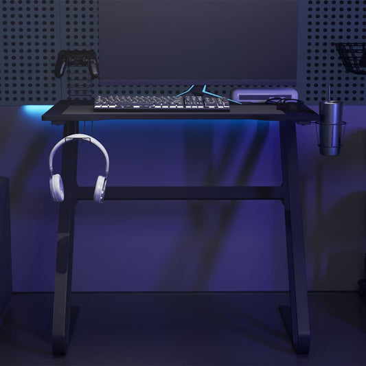 325410 vidaXL Gaming Desk with ZZ Shape Legs Black 90x60x75 cm