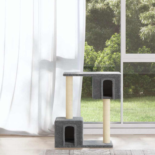 Scratching Post | Light grey | Engineered wood, plush, sisal | 60 cm
