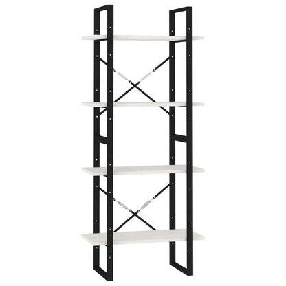 4-Tier Book Cabinet White 60x30x140 cm Solid Pine Wood