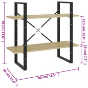 2-Tier Book Cabinet Sonoma Oak 80x30x70 cm Engineered Wood