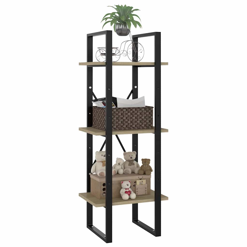 3-Tier Book Cabinet Sonoma Oak 15.7"x11.8"x41.3" Engineered Wood