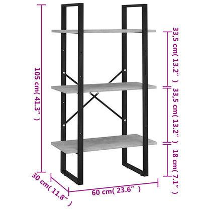 Storage Shelf Concrete Grey 60x30x105 cm Engineered Wood