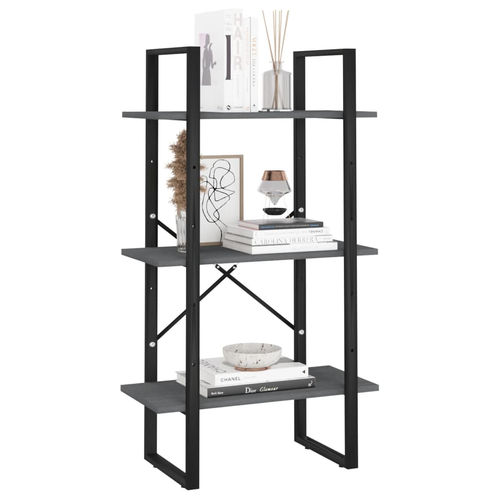 Storage Shelf Grey 60x30x105 cm Solid Pine Wood