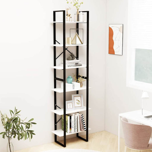 Storage Shelf | White | Solid Pine Wood, Metal | 60x30x210 cm