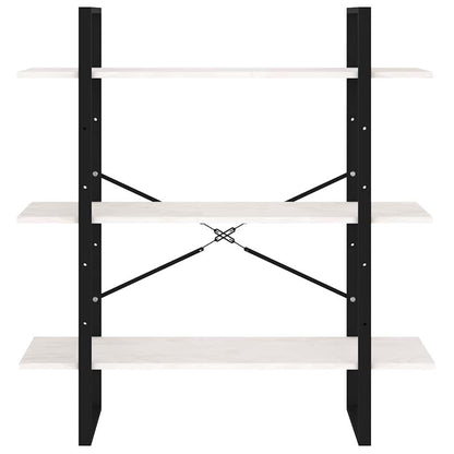 3-Tier Book Cabinet White 100x30x105 cm Solid Pine Wood