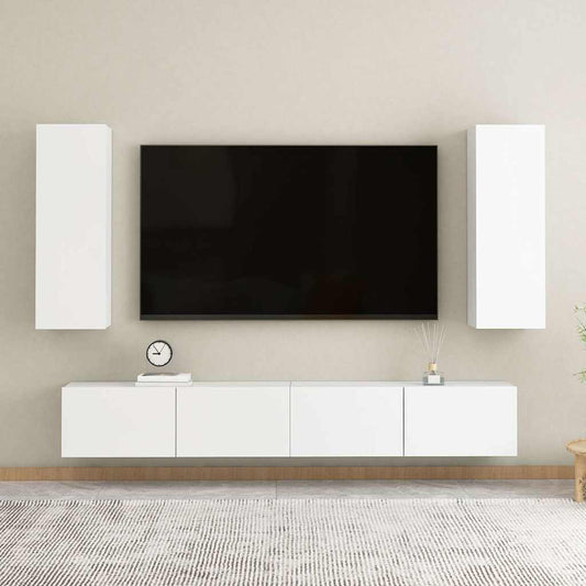 TV Cabinet | White | Engineered Wood | Sleek | TV Cabinet | Rectangular