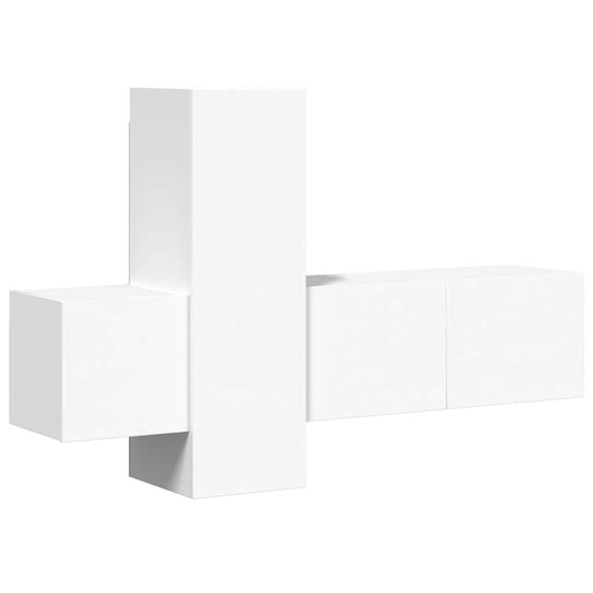 3 Piece TV Cabinet Set White Engineered Wood