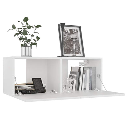 5 Piece TV Cabinet Set White Engineered Wood