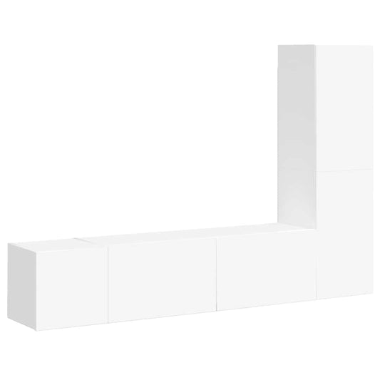3 Piece TV Cabinet Set White Engineered Wood