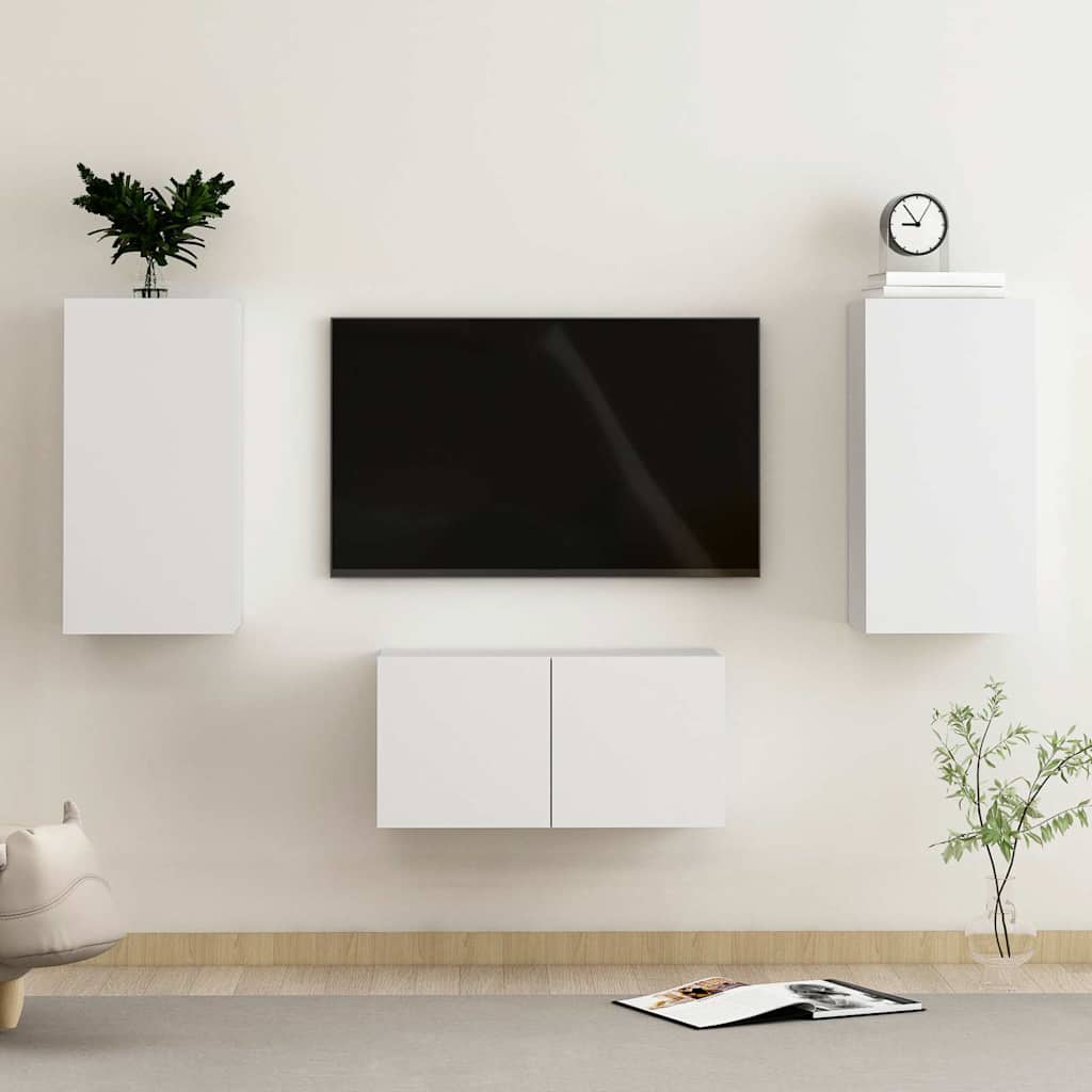 TV Cabinet | Set of 3 | White | Engineered wood | Medium