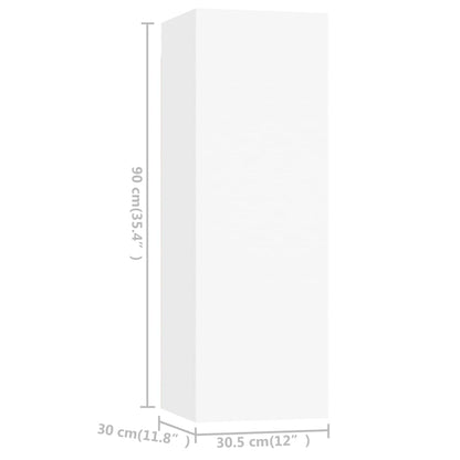 3 Piece TV Cabinet Set White Engineered Wood