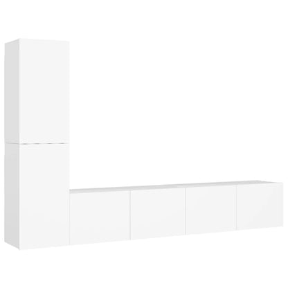 4 Piece TV Cabinet Set White Engineered Wood