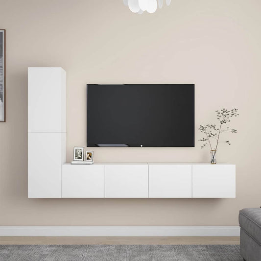 TV Cabinet Set | Set of 4 | White | Engineered Wood | Medium