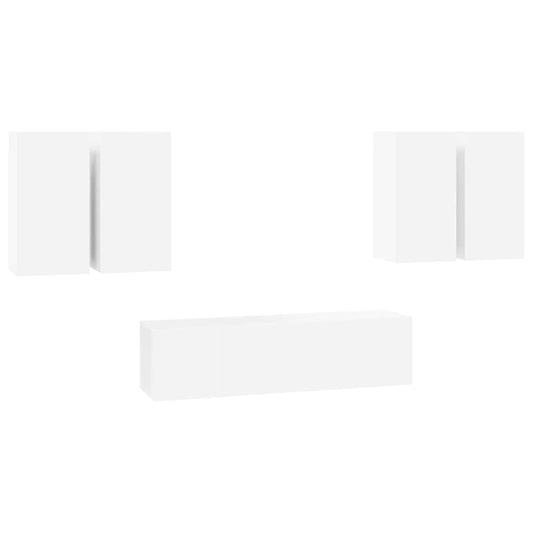 6 Piece TV Cabinet Set White Engineered Wood