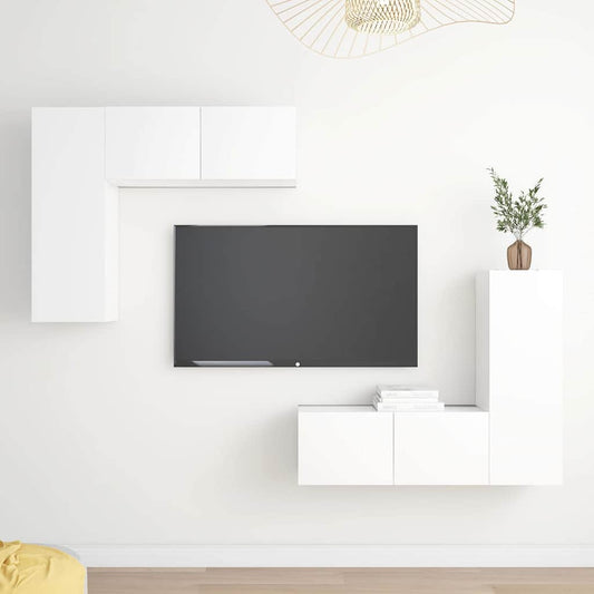 TV Cabinet Set | Set of 4 | White | Engineered wood | Modern