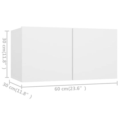 2 Piece TV Cabinet Set White Engineered Wood